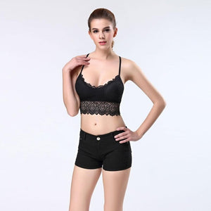 Bralette Bustier Strappy 2017 Sexy Women Lace Crochet Cut Out Bra Crop Top Black White Intimates Cami Padded Tank Tops#LSW