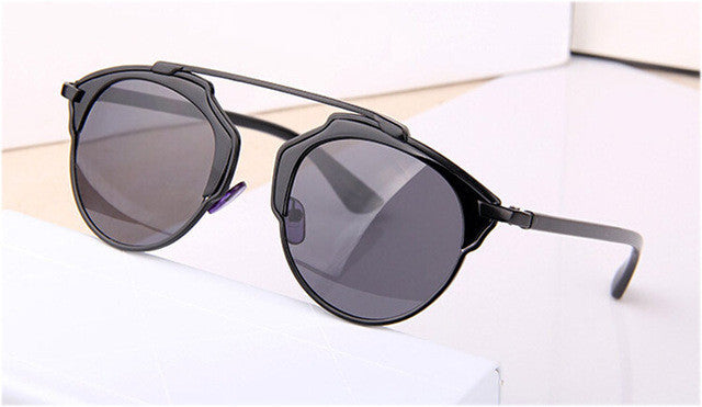 ROYAL GIRL Metal Wrap Cat Eye Round Shades Glasses Fashion Summer Cool Sun glasses Women Brand Designer Sunglasses ss009