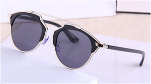 ROYAL GIRL Metal Wrap Cat Eye Round Shades Glasses Fashion Summer Cool Sun glasses Women Brand Designer Sunglasses ss009