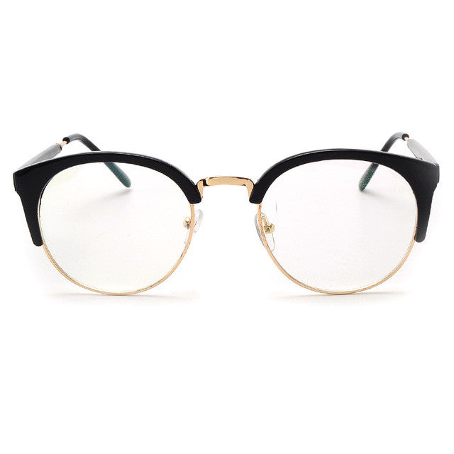 ROYAL GIRL Fashion Cat's Eye Half Frame Metal Edge Round Brand Design Glasses UV400 ss104