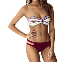 2017 Sexy Swimsuit Bandeau Push Up Bikini Set Swimwear Brazilian Strapless Padded Bra Beach Bathing Suits #EW