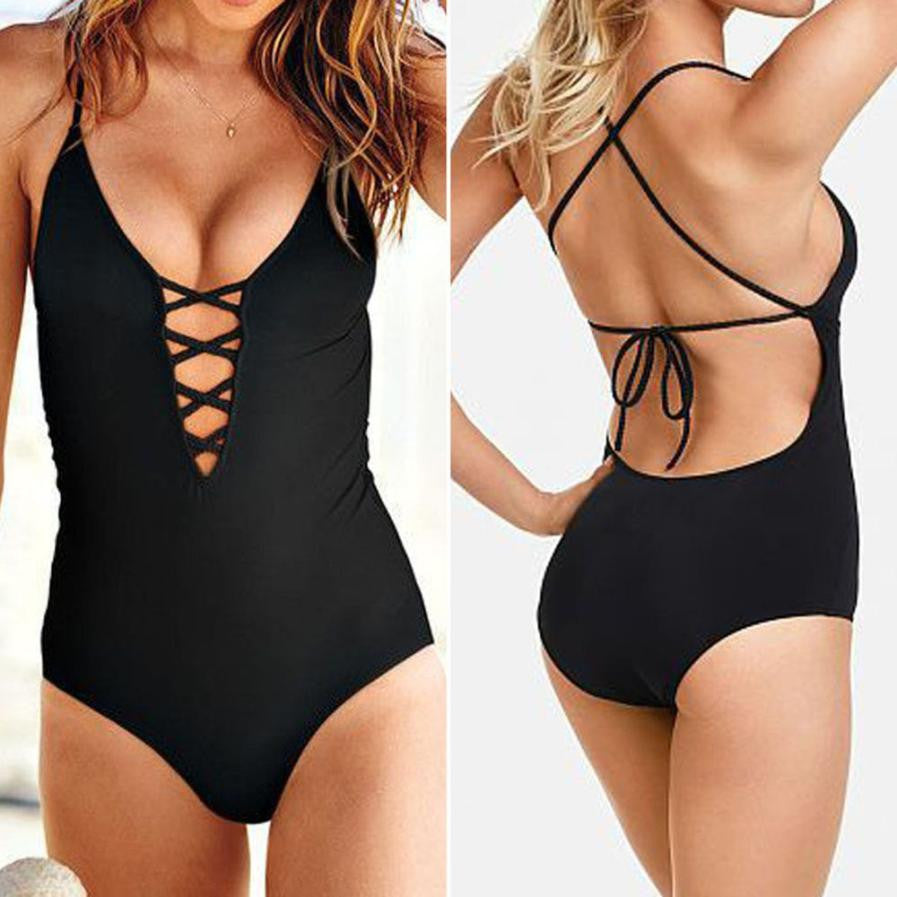 Hot 2016 Sexy Beach Swimwear Women Swimsuit Bathing Suit  Bikini Set Swimsuit Bandage Wire Free Black Swimsuits