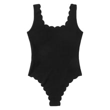 SHEIN Scallop Trim Tank Bodysuit Plain Black Scoop Neck Sleeveless Bodysuit Sexy Women Summer 2017 Ladies Bodysuits