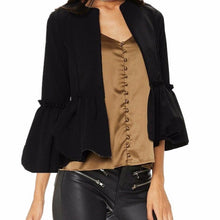 Winter Jacket Women Ruffle Frill Long Sleeve Open Front Coat Peplum Pleated Open Stitch Crop Jacket jaqueta feminina