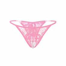 Women Lace Crotchless Panties Crotch Thong With Pearls Massaging Underwear BK