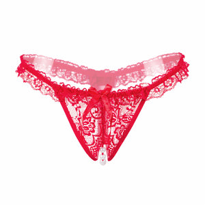 Sexy Lingerie Lace Open Crotch Underwear Pearl Sexy Temptation Womens Panties BK