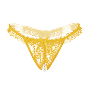 Sexy Lingerie Lace Open Crotch Underwear Pearl Sexy Temptation Womens Panties BK