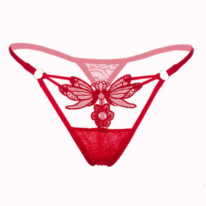 Women's Sexy Lace Low-Waist G-String Hollow Underwear Women Thongs G String BK