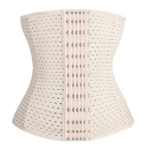 Latex Rubber Hollow Breathable Corset Body Shaper Abdominal Belt BK/2XL