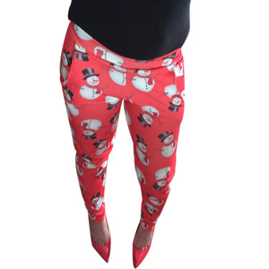 Fashion Women Christmas Skinny Printed Stretchy Pants Leggings