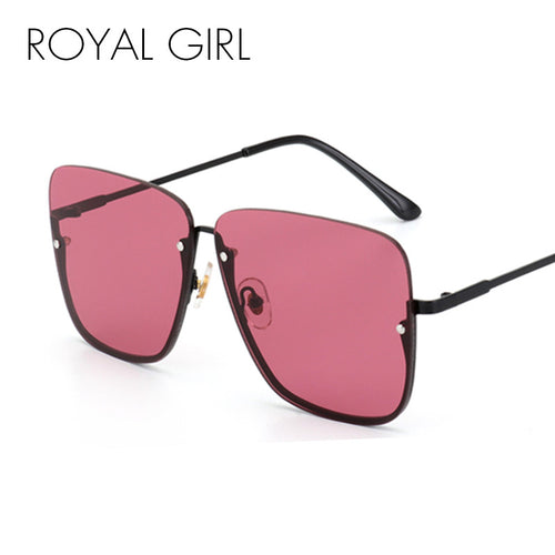 ROYAL GIRL Vintage Oversize Sunglasses Women Half Frame Fashion Brand Designer Male Sun Glasses Shades ss559