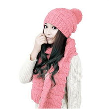 Women Girls Winter Knitted Thicken Scarf and Hat Set