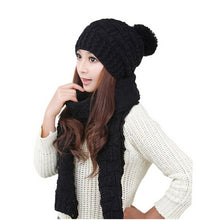 Women Girls Winter Knitted Thicken Scarf and Hat Set