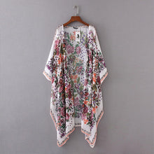 Women Floral Print Chiffon Loose Shawl Kimono Cardigan Top Cover up Shirt Blouse