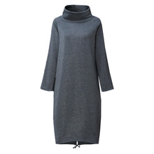 Women Winter Casual Loose Turtleneck Long Sleeve Sweatshirt Dress Kaftan