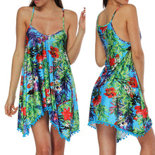 Women Boho Sling Dress Summer Print Sleeveless Beach Girl Sexy Casual Dress