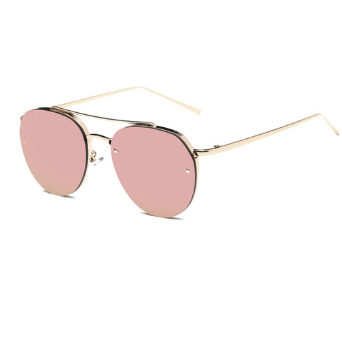 Women Fashion Circular Sunglasses Metal Frame Sunglasses Brand Classic Tone Mirr