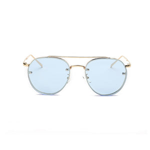 Women Fashion Circular Sunglasses Metal Frame Sunglasses Brand Classic Tone Mirr