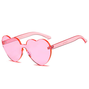 Women Fashion Heart-shaped Shades Sunglasses Integrated UV Candy Colored Glasses