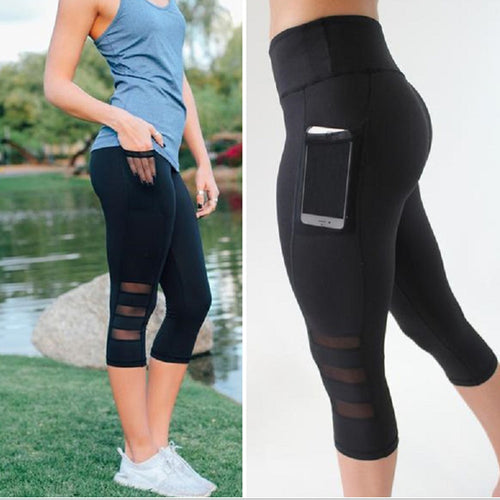 Women Skinny Leggings Patchwork Mesh Yoga Leggings Fitness Sports Pants