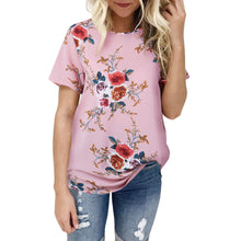 Women Ladies Sexy Casual Floral Printing T-shirt Short Sleeve Tops Blouse