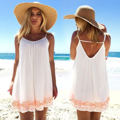 Women Backless Short Summer BOHO Evening Party Beach Mini Dress Sundress