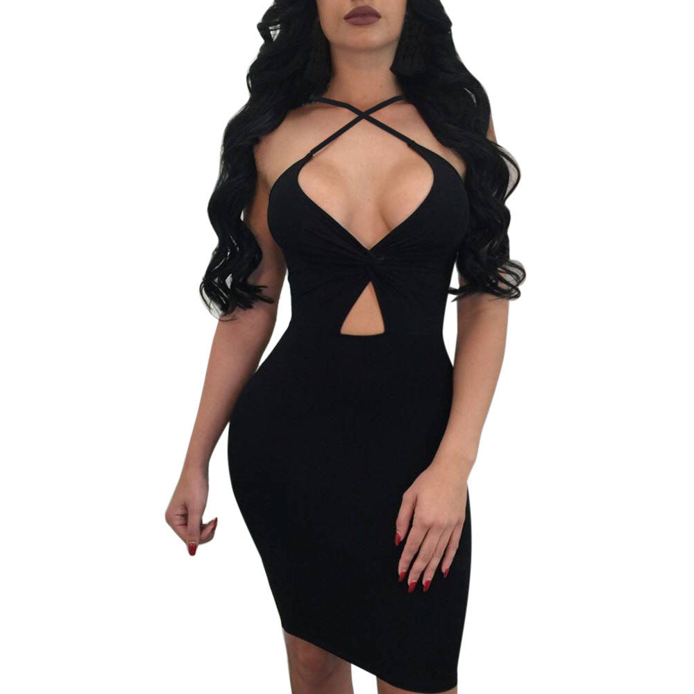 Womens Sexy Bodycon Party Deep V Plunge Ladies Mini Dress