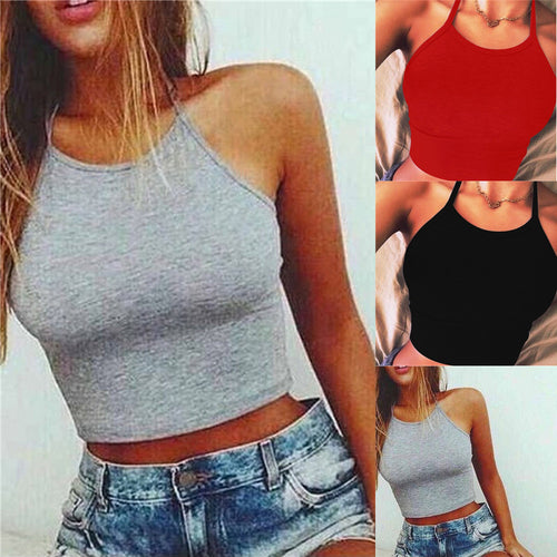 Woman's Short Shirts Casual Sleeveless Tops O Neck Tee Slim Tank Blouse